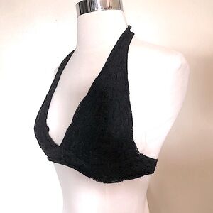 Pins and needles black lace halter bralette bra backless